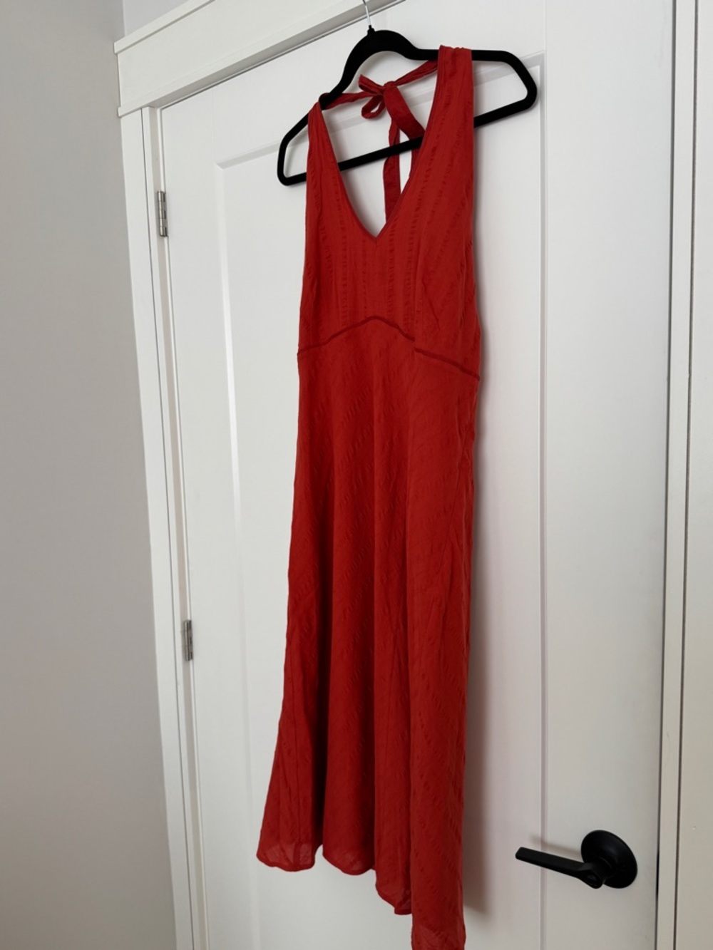 Dockers Red One-Shoulder Maxi Dress with Tie Detail